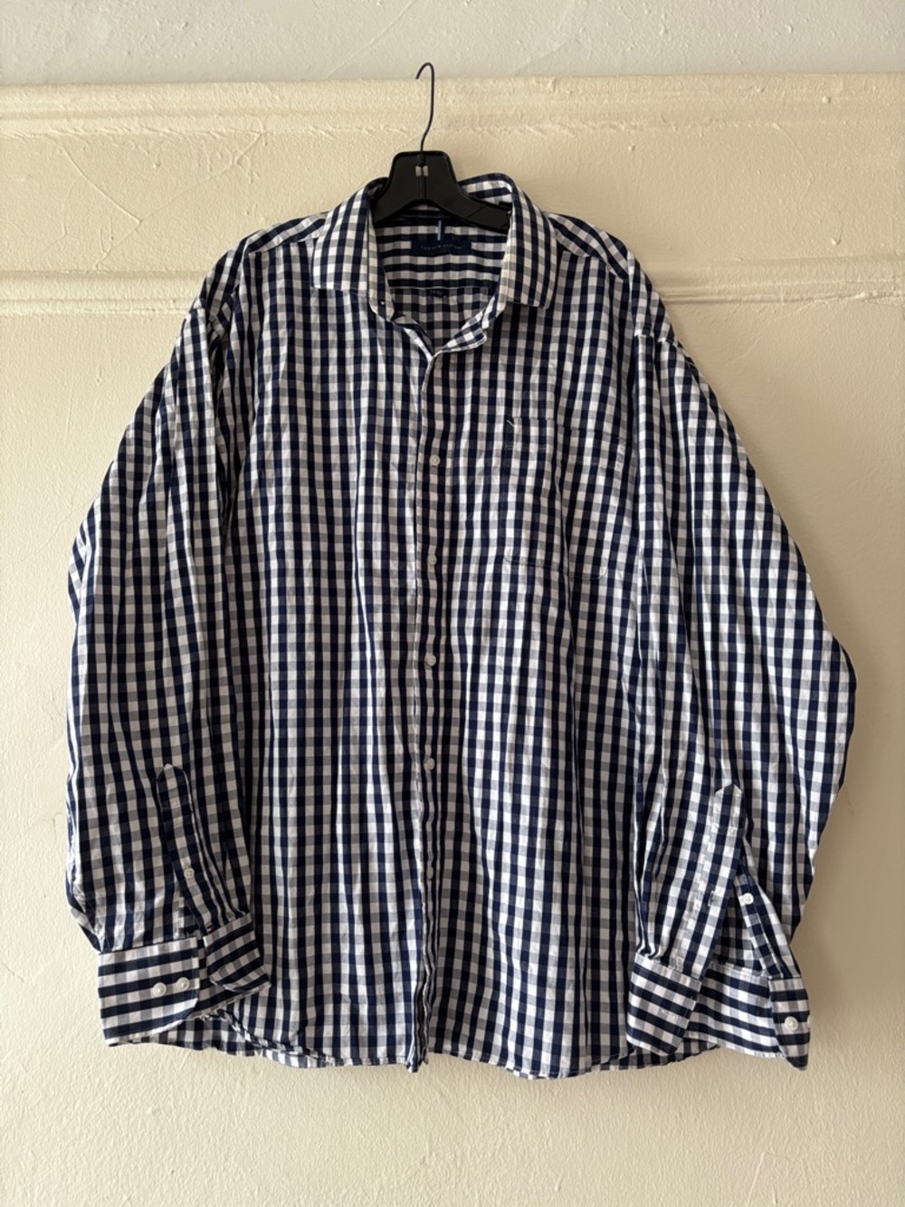 Tommy Hilfiger Navy and White Gingham Button-Down Shirt